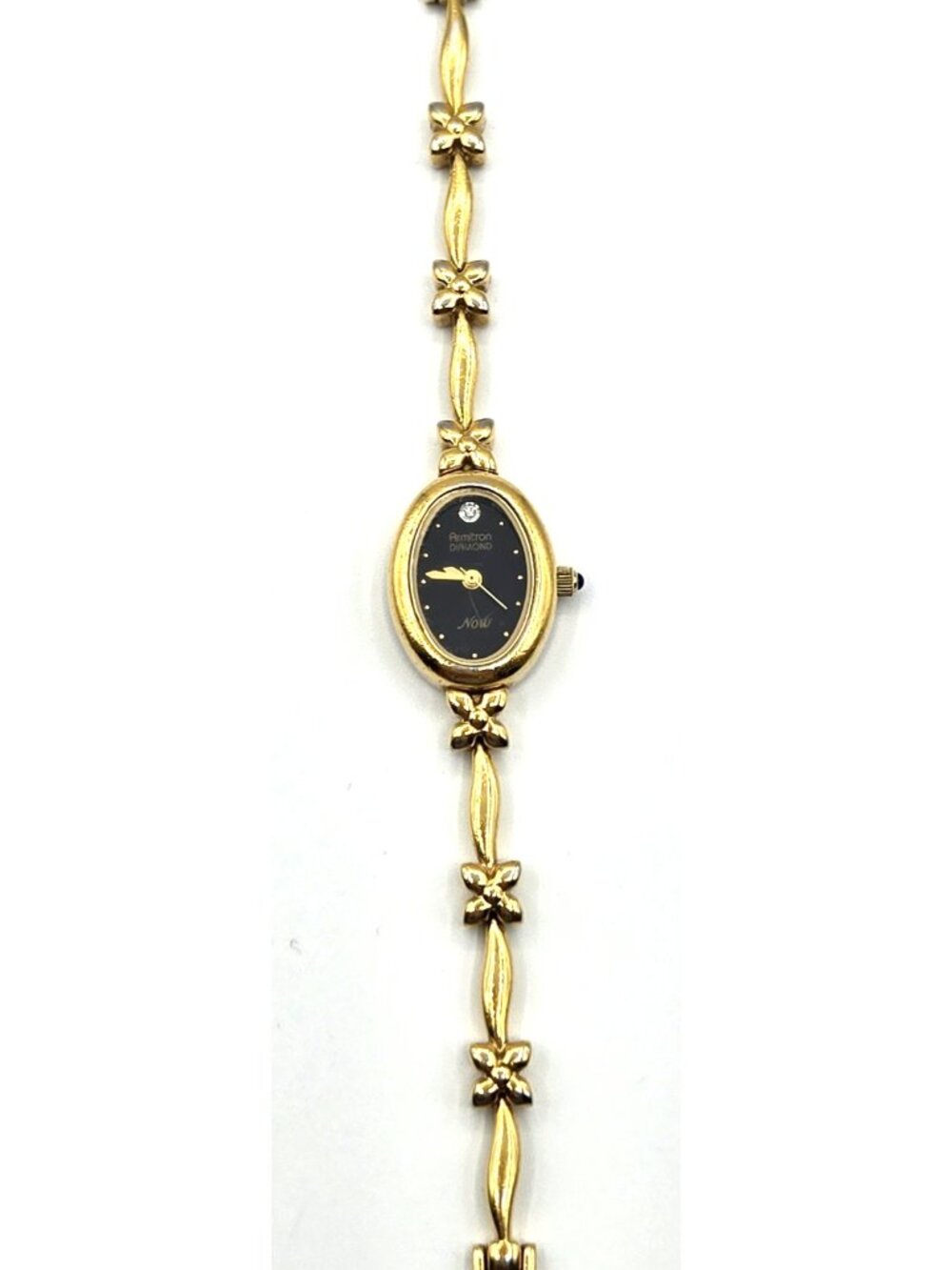 Armitron Diamond NOW Watch Women Stainless Steel Gold Tone Black Quartz Works